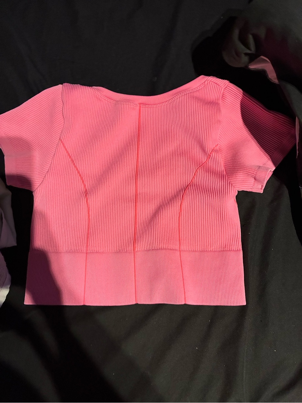 Ribbed Scoop-Neck Crop Top in Hot Pink - Picture 3 of 3